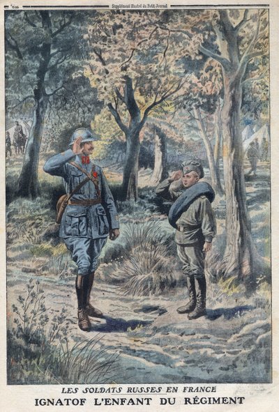 Première Guerre mondiale 1914-1918. Le jeune soldat russe Ignatof dans un régiment de l