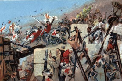 Première croisade (1096-1099) : la prise de Jérusalem par les croisés menés par Godefroy de Bouillon le 15 juillet 1099. - Anonymous Anonymous