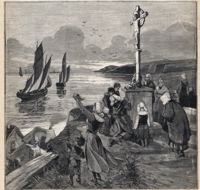 Pêche en Islande : les pêcheurs quittent la Bretagne. Gravure dans "Le Petit Parisien" le 12/03/1893 - Anonymous Anonymous