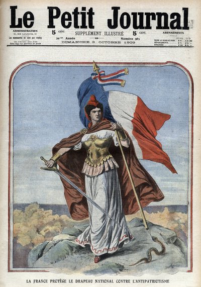La France (Marianne) protège le drapeau national contre l