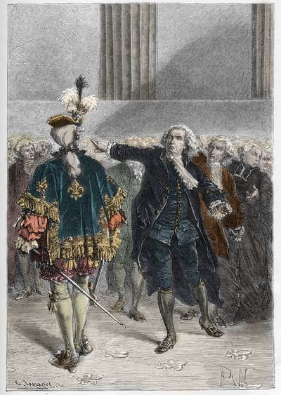 Révolution française - réunion des états généraux le 23/06/1789 : Honoré Gabriel Riqueti, Comte de Mirabeau (1749-1791) apostrophant Henri Evrard, Marquis de Dreux-Brézé (1762-1829) - États généraux à Versailles - Anonymous Anonymous