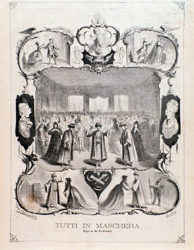 Frontispice de la partition musicale de Tutti in maschera, opéra de Carlo Pedrotti - Anonymous Anonymous