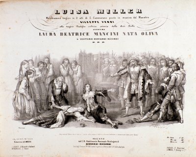 Frontispice de la partition musicale de Luisa Miller, opéra de Giuseppe Verdi - Anonymous Anonymous