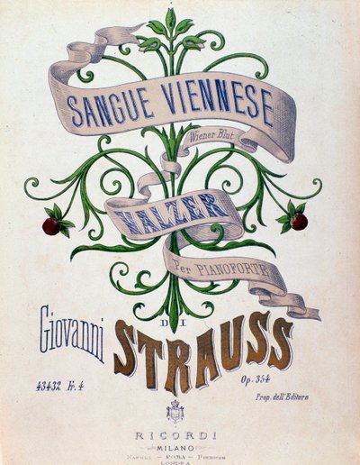 Frontispice de la partition de Sang viennois par Johann Strauss - Anonymous Anonymous