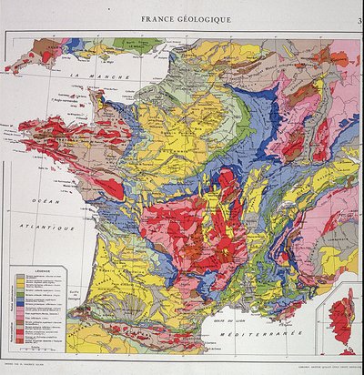 Carte géographique : France géologique - Atlas des années 1950. - Anonymous Anonymous