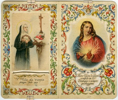 Image pieuse avec sainte Rita de Cascia et Jésus au Sacré-Cœur - Anonymous Anonymous