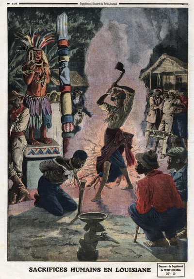 Sacrifices humains en Louisiane. Gravure dans « Le Petit Journal », le 21/04/1912. Collection privée. - Anonymous Anonymous