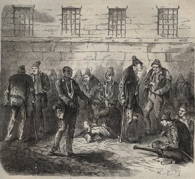 Forces infirmes au bagne de Toulon au XIXème siècle. Gravure dans « Histoire des bagnes depuis leur création à nos jours » (1877) par Pierre Zaccone. Collection privée. - Anonymous Anonymous