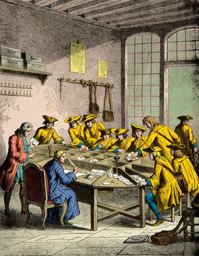 Grande poste à Paris sous le règne de Louis XVI, Gravure, Collection privée - Anonymous Anonymous