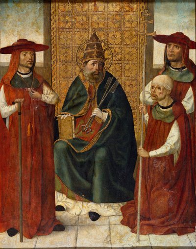 Le cardinal Pedro Gonzalez de Mendoza priant aux côtés de saint Pierre - Anonymous Anonymous