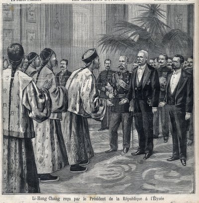 Li Hongzhang reçu par le président de la République Félix Faure (1841-1899) au palais de l