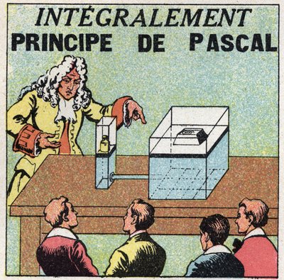 Balance liquide : principe de Blaise Pascal (1623-1662). Illustration anonyme de 1925. Collection privée. - Anonymous Anonymous