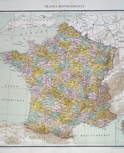 Carte : Départements de France. Atlas des années 1950. - Anonymous Anonymous