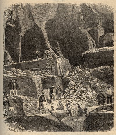 Carrières de marbre de Saint-Geniès (Saint Geniès) - Dordogne - gravure dans « PATRIE » - DESCRIPTION PINTUREQUIREQUE DE LA FRANCE EN 6 VOLUMES PAR LUCIEN HUARD - fin 19ème siècle - Anonymous Anonymous