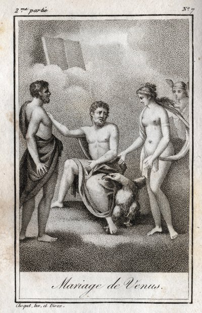 Mariage entre Mars et Vénus. Gravure de 1819 dans « Lettres à Émilie sur la mythologie » de Charles Albert Demoustier (1760-1801). Collection privée. - Anonymous Anonymous