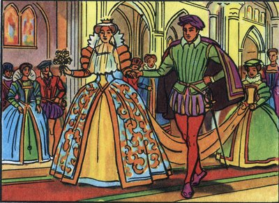 Mariage de Marie Ire Stuart (1542-1587) et François II (1544-1560) en 1558. Illustration anonyme dans "Collection des souverains et chefs d