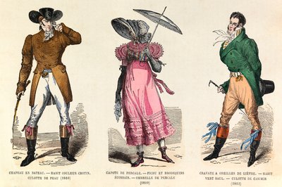 Costumes masculins et féminins entre 1810 et 1812 à Paris (règne de l