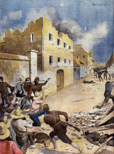 Révolution mexicaine : Marines américains combattant à Vera-Cruz, avril 1914. Illustration dans « L