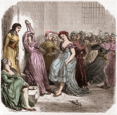 Emprisonnement de Mme Roland à la prison Sainte-Pélagie à Paris - Madame Roland (Manon (Jeanne Marie) Roland Philipon) (1754-1793) pendant sa détention à Sainte-Pélagie 1793 - Gravure dans « Histoire des Girondins » par Alphonse de Lamartine (1790-1869) 18 - Anonymous Anonymous