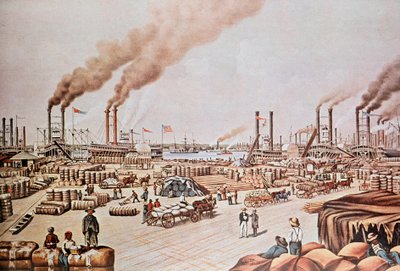 Port de la Nouvelle-Orléans (États-Unis) : Chargement de coton. 1876. Collection privée - Anonymous Anonymous