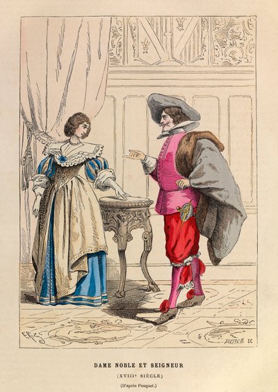 Noble et noble dame en costumes du 18ème siècle - Collection privée - Anonymous Anonymous
