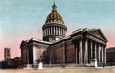 Paris : vue extérieure du Panthéon construit en 1757-1790 par Jacques Germain Soufflot (1713-1780). Photographie de 1920 dans "Album artistique" de la ville de Paris. Collection privée. - Anonymous Anonymous