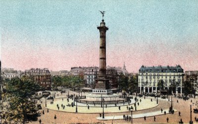 Paris : vue de la Colonne de Juillet sur la place de la Bastille. Photographie de 1920 dans « Album Artistique » de la ville de Paris. Collection privée. - Anonymous Anonymous