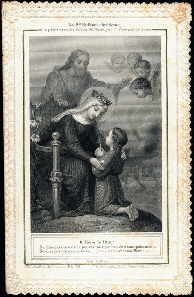 Image pieuse : Sainte enfance chrétienne, ou la prière des vrais enfants de Marie, par Saint François de Sales - Anonymous Anonymous