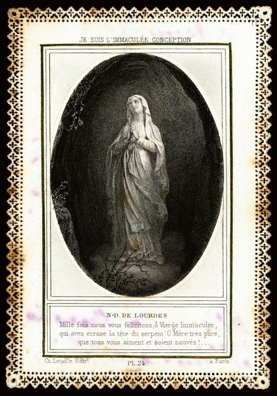 Image pieuse : « Notre Dame de Lourdes ». Carte dentelée. 19e siècle. Collection privée - Anonymous Anonymous