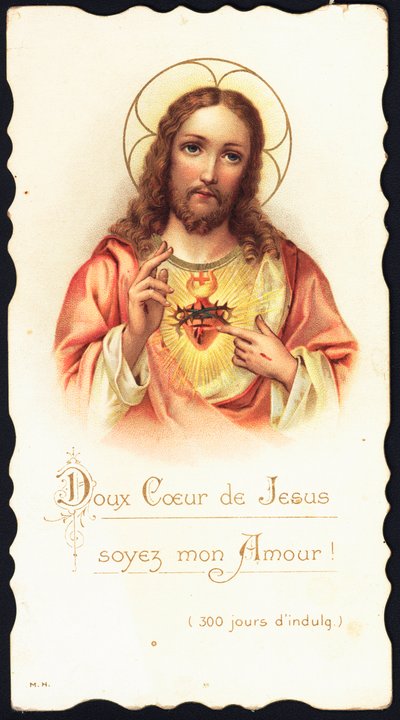Image pieuse : « Doux cœur de Jésus, sois mon amour » Chromolithographie du début du 20e siècle. Collection privée - Anonymous Anonymous