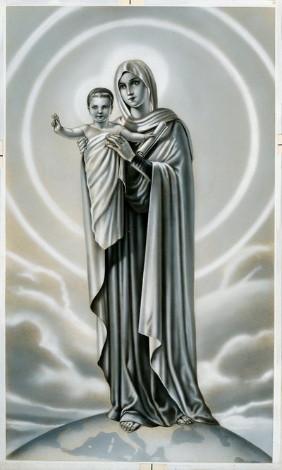 Image pieuse : Vierge et enfant (gravure) - Anonymous Anonymous