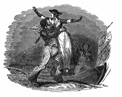 Le pirate Charles Gibbs enlève une fille hollandaise de son navire (début du 19e siècle). Gravure de "Le livre du pirate" 1837. - Anonymous Anonymous