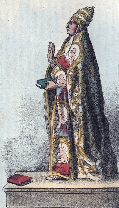 Pape Boniface VIII (1235-1303) - gravure de "Usi e Costumi di Tutti i Popoli dell