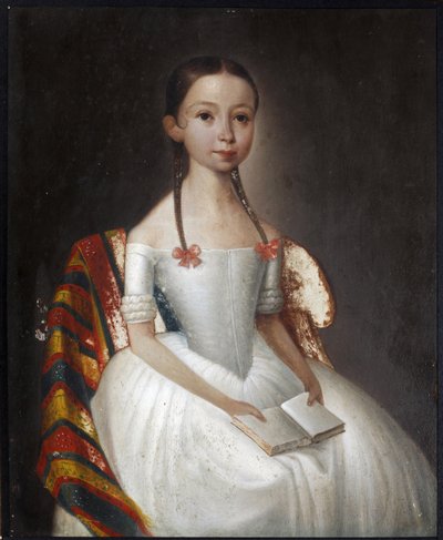 Portrait de jeune fille tenant un livre - Anonymous Anonymous