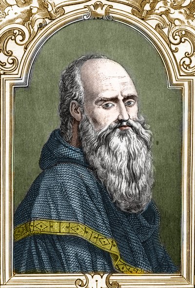 Portrait de Bernardino de Scapis dit Bernardino Luini (1481-1532) peintre italien. Gravure de 1859 dans « les galeries d