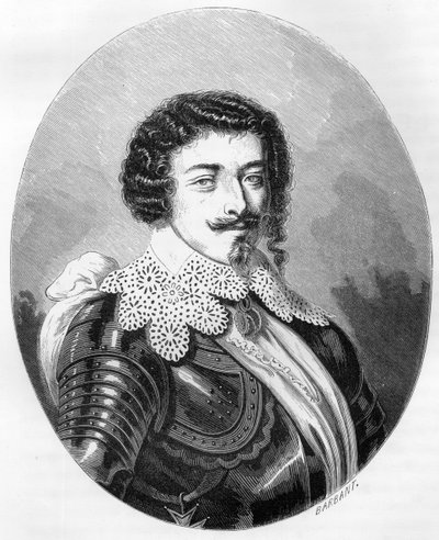 Portrait du duc Henri II de Montmorency (1595-1632) - Gravure de 1863 dans "Le Livre Rouge - Histoire De L