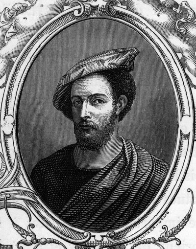 Portrait de Francesco Primaticcio, dit Le Primatice (1504 - 1570) peintre italien. Gravure de 1859 dans « les galeries de l