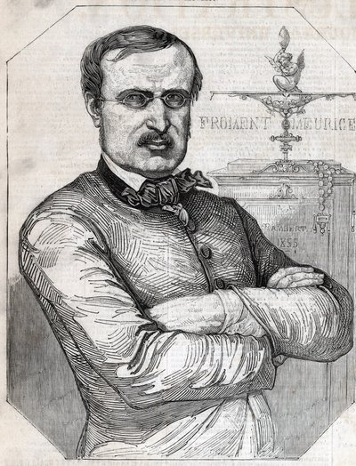 Portrait de François-Désiré Froment-Meurice (1802-1855) orfèvre français. Gravure de 1855. Collection privée. - Anonymous Anonymous