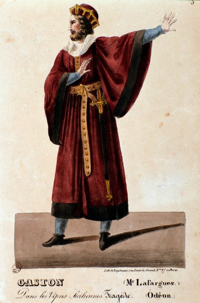 Portrait de Gaston interprété par Lafargues dans Les Vêpres siciliennes (I vespri siciliani) opéra de Giuseppe Verdi - Anonymous Anonymous