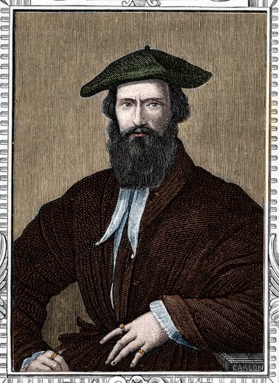Portrait de Girolamo Francesco Maria Mazzola dit Parmigianino ou Le Parmesan (1503-1540) peintre italien. Gravure de 1859 dans "Les galeries d