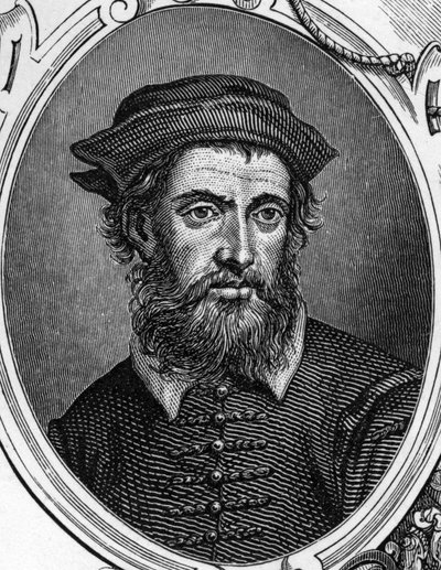 Portrait de Gregorio di Tomaso Chiulinovich Lo Schiavone (1436-1504) peintre italien. Gravure de 1859 dans "Les galeries de l