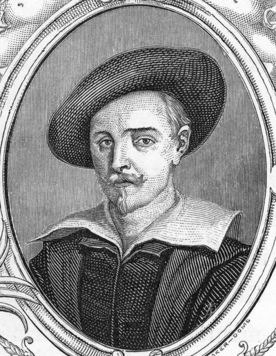 Portrait de Guido Reni (1575-1642). Peintre italien. gravure de 1859 dans « les galeries d