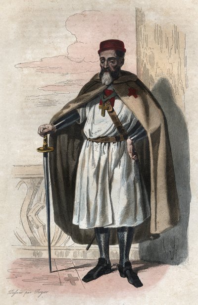 Portrait de Jacques de Molay (Molai) (1243-1314), Grand Maître des Templiers. illustration de « Le Plutarque Français » par Edmond Mennechet - Anonymous Anonymous