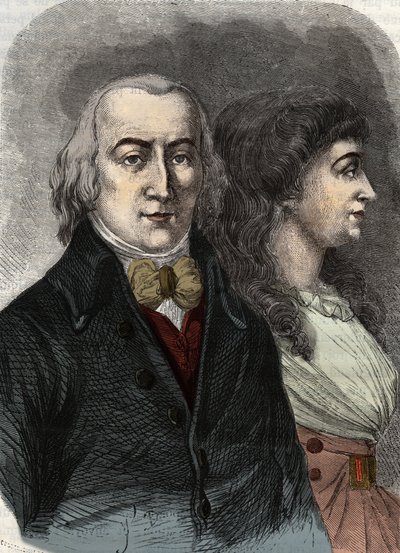 Portrait de Jean Marie Roland, Vicomte de la Platière (1734-1793) avec Manon Roland, ou Jeanne Marie, ou Manon Phlipon (Madame Roland) (Mme Roland) - Anonymous Anonymous