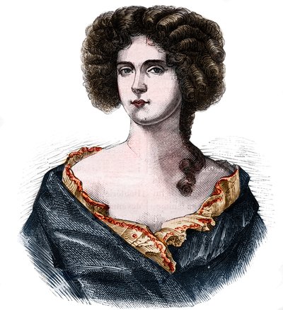 Portrait de Louise de Keroualle (1649-1734), duchesse de Portsmouth et maîtresse de Charles II (1630-1685). Gravure dans « Histoire de la prostitution et de la débauche dans les peuples du globe depuis l