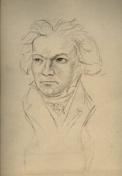 Portrait de Ludwig van Beethoven (1770-1827) compositeur allemand - dessin anonyme du début du XXe siècle - Collection privée - Anonymous Anonymous