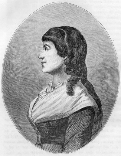 Portrait de Manon Roland, dite "Madame Roland", née Jeanne-Marie Philippon, épouse de Roland de La Platière. Gravure de 1863 dans "Le Livre Rouge - Histoire De L