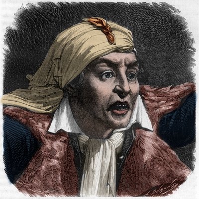 Portrait de Marat (1743-1793) - portrait de Jean-Paul (Jean Paul) Marat (1743-1793) politicien, journaliste français - Gravure dans Histoire des Girondins par Alphonse de Lamartine (1790-1869) 1865-1866 - Collection privée - Anonymous Anonymous