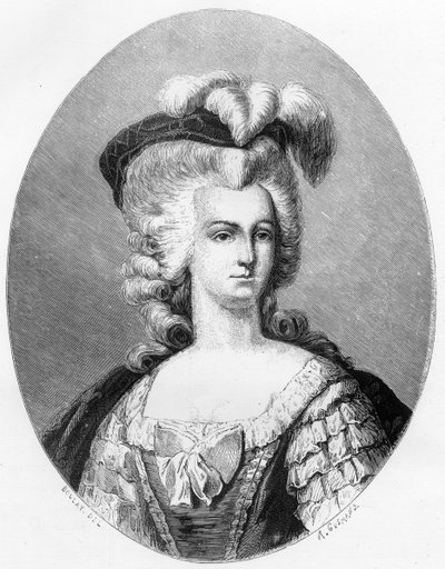 Portrait de Marie-Antoinette, reine de France. Gravure de 1863 dans "Le Livre Rouge - Histoire De L