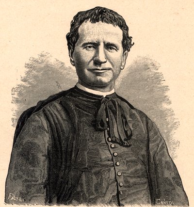 Portrait de Saint Jean Bosco ou Don Bosco (Giovanni Melchior Bosco) (1815-1888) XIXe siècle (gravure) - Anonymous Anonymous